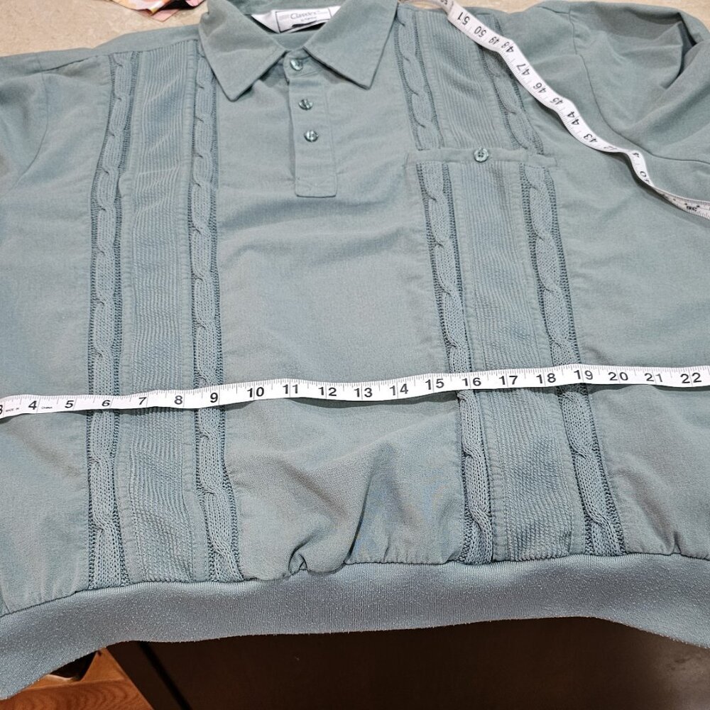 Vintage Men's Classics by Palmland Collar Shirt Sage Green Banded Waist Size XL - Picture 4 of 7